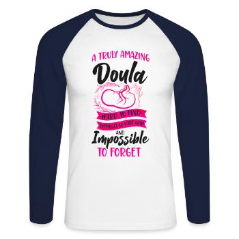 Doula Birth Worker A Truly Amazing - Unisex Long Sleeve Baseball T-Shirt - white/navy - Front - Nik (191cm)