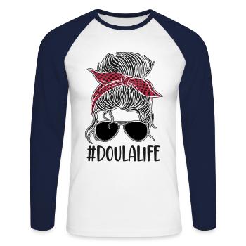 Doula Birth Worker Sunglasses - Unisex Baseballshirt langarm - Weiß/Navy - Vorne - Nik (191cm)