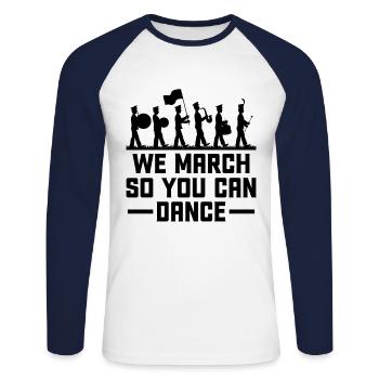 Marching Band Sprüche Lustige Marching Instrumente - Unisex Baseballshirt langarm - Weiß/Navy - Vorne - Nik (191cm)