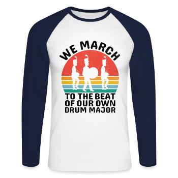 Blaskapelle Sprüche Lustige Marschinstrumente - Unisex Baseballshirt langarm - Weiß/Navy - Vorne - Nik (191cm)