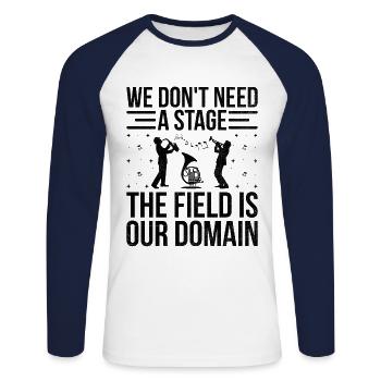 Marching Band Sayings Funny Marching Instruments - Unisex Long Sleeve Baseball T-Shirt - white/navy - Front - Nik (191cm)