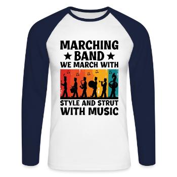 Marching Band Sprüche Lustige Marching Instrumente - Unisex Baseballshirt langarm - Weiß/Navy - Vorne - Nik (191cm)