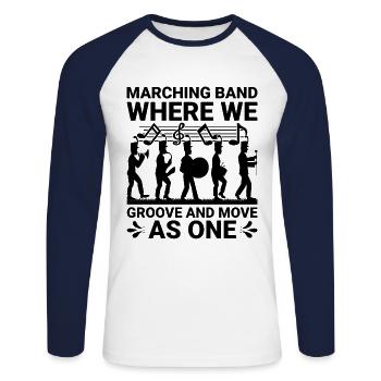 Blaskapelle Sprüche Lustige Marschinstrumente - Unisex Baseballshirt langarm - Weiß/Navy - Vorne - Nik (191cm)