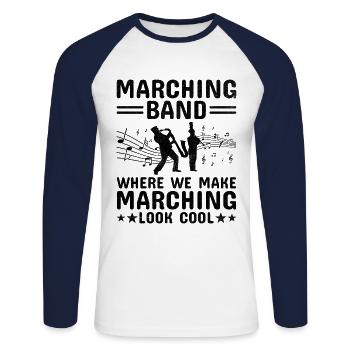 Blaskapelle Sprüche Lustige Marschinstrumente - Unisex Baseballshirt langarm - Weiß/Navy - Vorne - Nik (191cm)