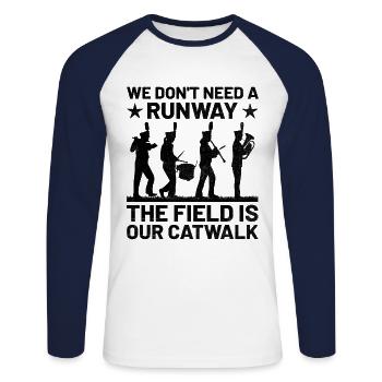 Marching Band Sayings Funny Marching Instruments - Unisex Long Sleeve Baseball T-Shirt - white/navy - Front - Nik (191cm)