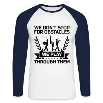 Blaskapelle Sprüche Lustige Marschinstrumente - Unisex Baseballshirt langarm - Weiß/Navy - Vorne - Nik (191cm)
