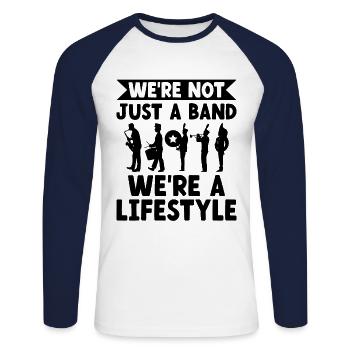 Marching Band Sayings Funny Marching Instruments - Unisex Long Sleeve Baseball T-Shirt - white/navy - Front - Nik (191cm)