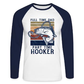 Angler Papa Vater Angeln Geschenkidee Lustig Humor - Unisex Baseballshirt langarm - Weiß/Navy - Vorne - Nik (191cm)