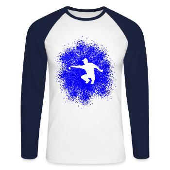 Pétanque Profi - Perfekter Wurf mit der Boulekugel - Unisex Baseballshirt langarm - Weiß/Navy - Vorne - Nik (191cm)