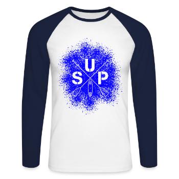 Stand Up Paddle SUP Board Standup Paddling - T-shirt baseball manches longues Homme - blanc/marine - Devant - Nik (191cm)