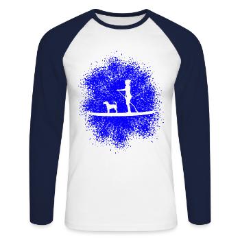 Stand Up Paddling with Dog – Perfect Team - Unisex Long Sleeve Baseball T-Shirt - white/navy - Front - Nik (191cm)