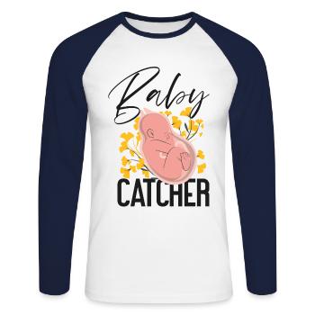 LD Labour And Delivery Nurse - Unisex Long Sleeve Baseball T-Shirt - white/navy - Front - Nik (191cm)