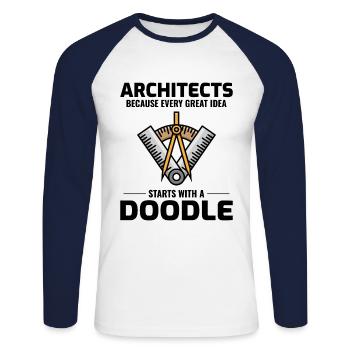 Architect Doodles Interior Design Innovation Funny - Unisex Long Sleeve Baseball T-Shirt - white/navy - Front - Nik (191cm)