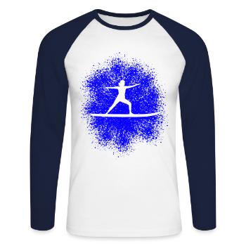 Yoga auf dem SUP – Entspannung auf dem Wasser - Unisex Baseballshirt langarm - Weiß/Navy - Vorne - Nik (191cm)