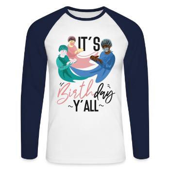 LD Labour And Delivery Nurse - Unisex Long Sleeve Baseball T-Shirt - white/navy - Front - Nik (191cm)