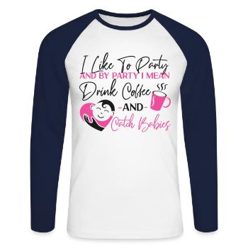 LD Labour And Delivery Nurse - Unisex Long Sleeve Baseball T-Shirt - white/navy - Front - Nik (191cm)