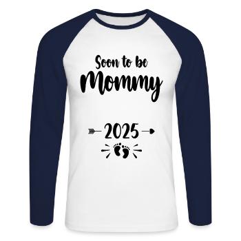 Mama Bald Mama 2025 Mutter Schwangere Kinder Mot - Unisex Baseballshirt langarm - Weiß/Navy - Vorne - Nik (191cm)