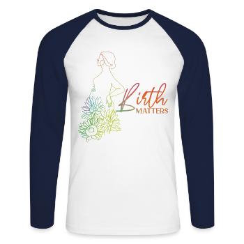 LD Labour And Delivery Nurse - Unisex Long Sleeve Baseball T-Shirt - white/navy - Front - Nik (191cm)