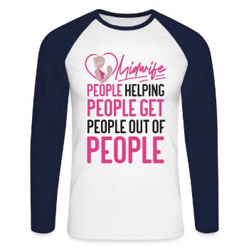 Nurse Midwife Birth Worker Midwife - Unisex Long Sleeve Baseball T-Shirt - white/navy - Front - Nik (191cm)