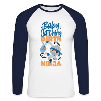 LD Labour And Delivery Nurse - Unisex Long Sleeve Baseball T-Shirt - white/navy - Front - Nik (191cm)