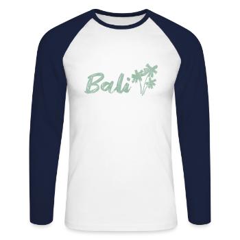 Bali - Unisex Baseballshirt langarm - Weiß/Navy - Vorne - Nik (191cm)