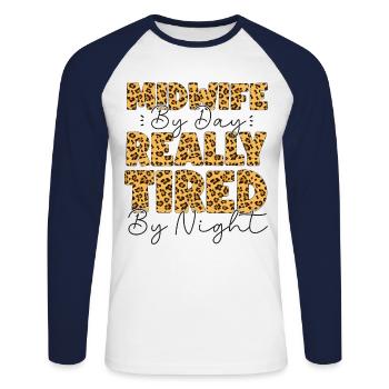 Nurse Midwife Birth Worker Midwife - Unisex Long Sleeve Baseball T-Shirt - white/navy - Front - Nik (191cm)