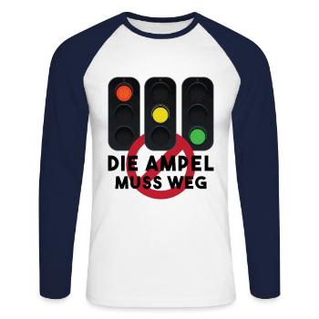 Les feux de circulation doivent disparaître - T-shirt baseball manches longues Homme - blanc/marine - Devant - Nik (191cm)
