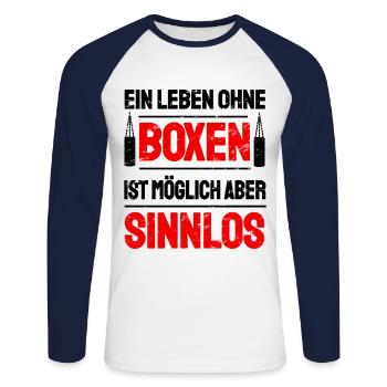 Boxen Boxsport Kampfsport Motto - Unisex Baseballshirt langarm - Weiß/Navy - Vorne - Nik (191cm)