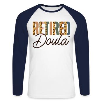 Doula Birth Worker Retirement - Unisex Baseballshirt langarm - Weiß/Navy - Vorne - Nik (191cm)