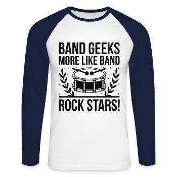Drum Corps Marching Band Drum Corp Music Percussio - Unisex Long Sleeve Baseball T-Shirt - white/navy - Front - Nik (191cm)