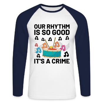 Drum Corps Marching Band Drum Corp Music Percussio - Unisex Baseballshirt langarm - Weiß/Navy - Vorne - Nik (191cm)