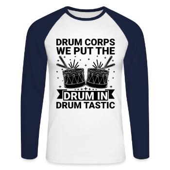 Drum Corps Marching Band Drum Corp Music Percussio - Unisex Baseballshirt langarm - Weiß/Navy - Vorne - Nik (191cm)