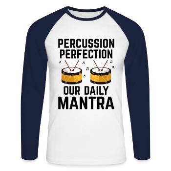 Drum Corps Marching Band Drum Corp Music Percussio - Unisex Baseballshirt langarm - Weiß/Navy - Vorne - Nik (191cm)