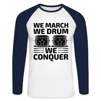 Drum Corps Marching Band Drum Corp Music Percussio - Unisex Baseballshirt langarm - Weiß/Navy - Vorne - Nik (191cm)