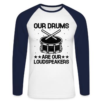 Drum Corps Marching Band Drum Corp Music Percussio - Unisex Baseballshirt langarm - Weiß/Navy - Vorne - Nik (191cm)