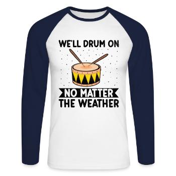 Drum Corps Marching Band Drum Corp Music Percussio - Unisex Long Sleeve Baseball T-Shirt - white/navy - Front - Nik (191cm)