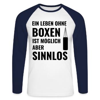 Boxen Boxsport Kampfsport Motto - Unisex Baseballshirt langarm - Weiß/Navy - Vorne - Nik (191cm)