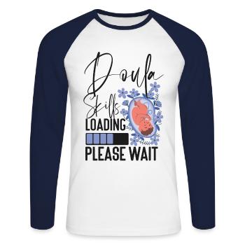 Doula Birth Worker Student Doula - Unisex Long Sleeve Baseball T-Shirt - white/navy - Front - Nik (191cm)