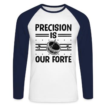 Drum Corps Marching Band Drum Corp Music Percussio - Unisex Baseballshirt langarm - Weiß/Navy - Vorne - Nik (191cm)