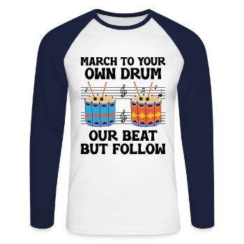 Drum Corps Marching Band Drum Corp Music Percussio - Unisex Baseballshirt langarm - Weiß/Navy - Vorne - Nik (191cm)