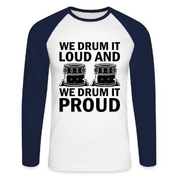 Drum Corps Marching Band Drum Corp Music Percussio - Unisex Baseballshirt langarm - Weiß/Navy - Vorne - Nik (191cm)