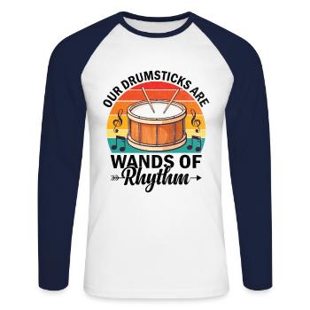 Drum Corps Marching Band Drum Corp Music Percussio - Unisex Baseballshirt langarm - Weiß/Navy - Vorne - Nik (191cm)