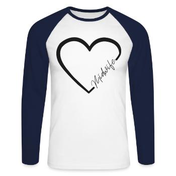Infirmière Sage-Femme Accoucheuse Coeur - T-shirt baseball manches longues Homme - blanc/marine - Devant - Nik (191cm)