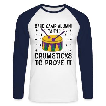 Drum Corps Marching Band Drum Corp Music Percussio - Unisex Long Sleeve Baseball T-Shirt - white/navy - Front - Nik (191cm)