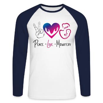 Nurse Midwife Birth Worker Peace - Unisex Baseballshirt langarm - Weiß/Navy - Vorne - Nik (191cm)