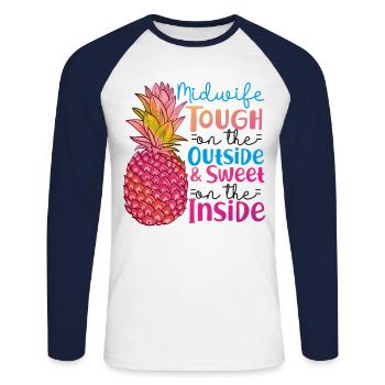 Nurse Midwife Birth Worker - Unisex Long Sleeve Baseball T-Shirt - white/navy - Front - Nik (191cm)