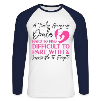 Doula Birth Worker A Truly Amazing - Unisex Long Sleeve Baseball T-Shirt - white/navy - Front - Nik (191cm)