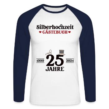 Silberhochzeit 2024 25 Jahre Ehe Silberne Hochzeit - Unisex Baseballshirt langarm - Weiß/Navy - Vorne - Nik (191cm)