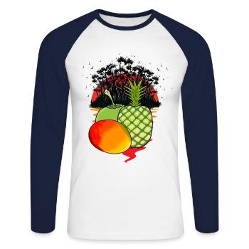 Caribbean, Island, Fruits, Fruits, Vitamins, Summer, Food - Unisex Long Sleeve Baseball T-Shirt - white/navy - Front - Nik (191cm)