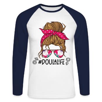 Doula Birth Worker Sunglasses - Unisex Baseballshirt langarm - Weiß/Navy - Vorne - Nik (191cm)